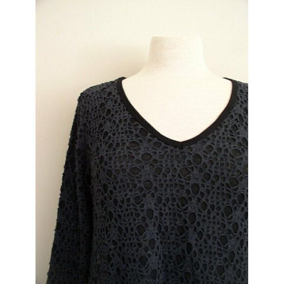 Cut Loose Womens Tunic Top Lagenlook Gray Crochet - Picture 5 of 9